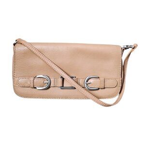 Covington Buckle Flap Wristlet Leather Tan Small Satchel Clutch Handbag